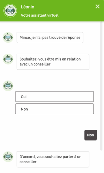 chatbot - je nai pas trouvé de réponse